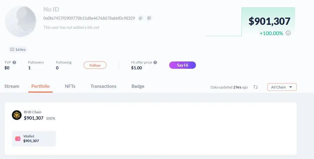  snippet of the wallet address