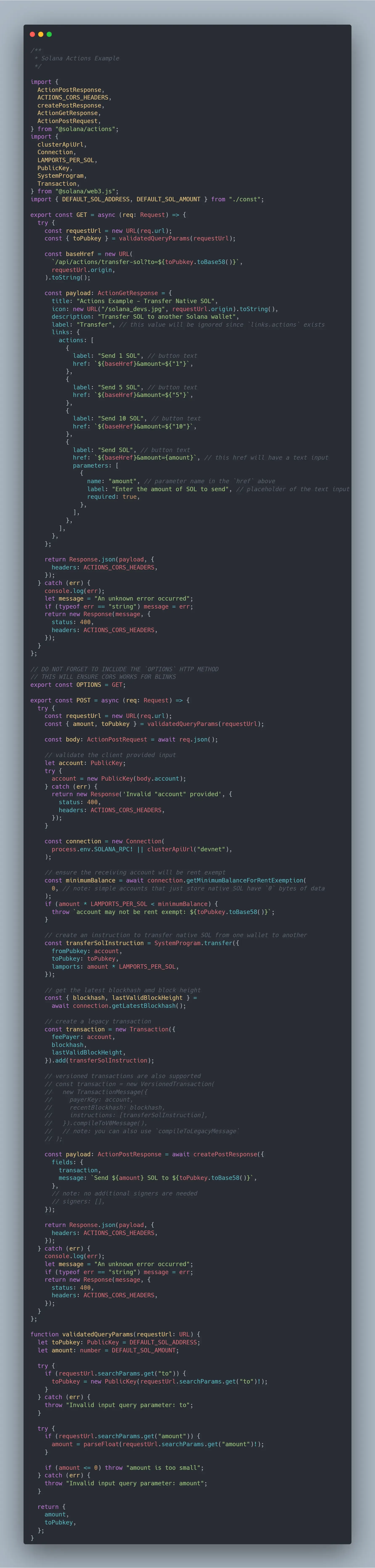 Demo Source code of a Solana Action